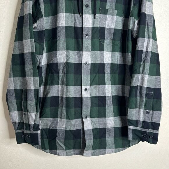 Eddie Bauer classic fit button down long sleeve flannel hooded size large - Picture 3 of 11